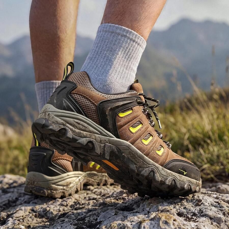 Wandelschoenen Zwart Bruin Geel Lage Wandelschoenen Waterdichte Lederen Schoenen voor Heren