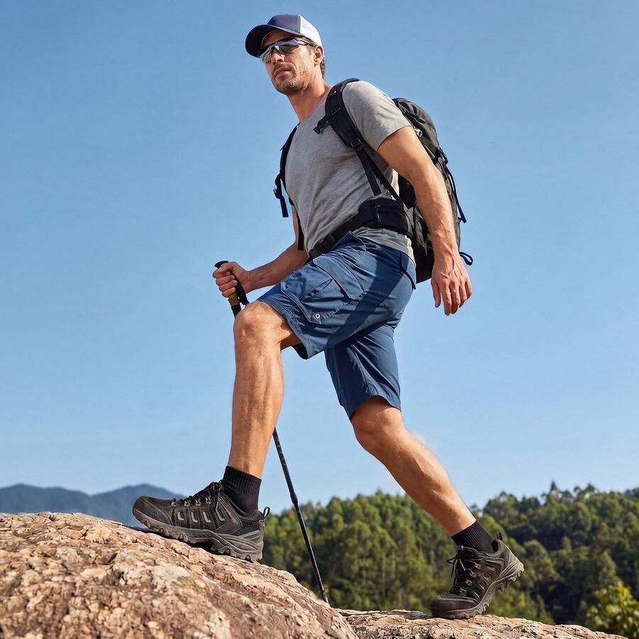 Wandelschoenen Zwart Grijs Zwart 46 EU Waterdichte Leren Lage Wandelschoenen Voor Heren