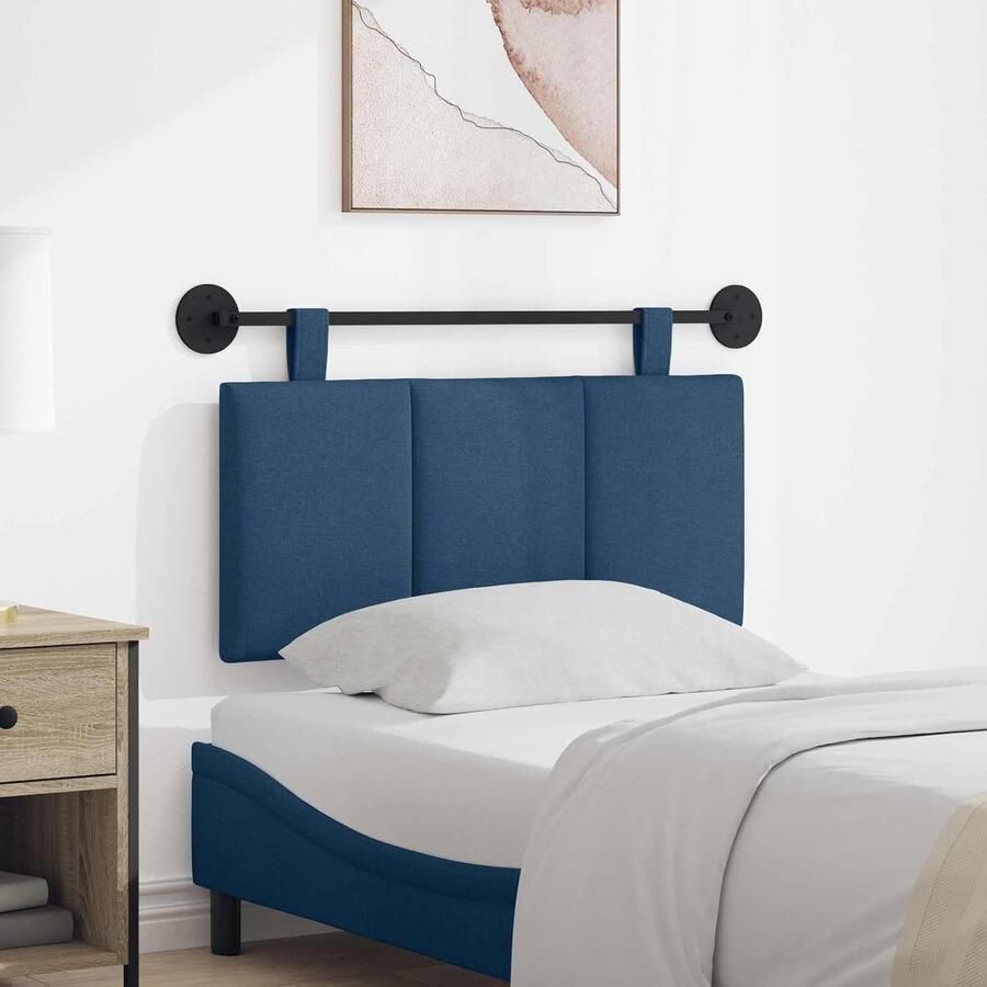 Wandhoofdeinde blauw gevoerd stoffen paneel 100x55x