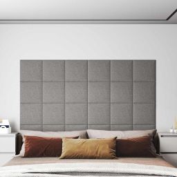 Wandhoofdeinde set van 12 lichtgrijs 30 x gevoerd wandpaneel voor slaapkamer zachte stof wandbekleding hoofdeinde voor moderne woonsfeer