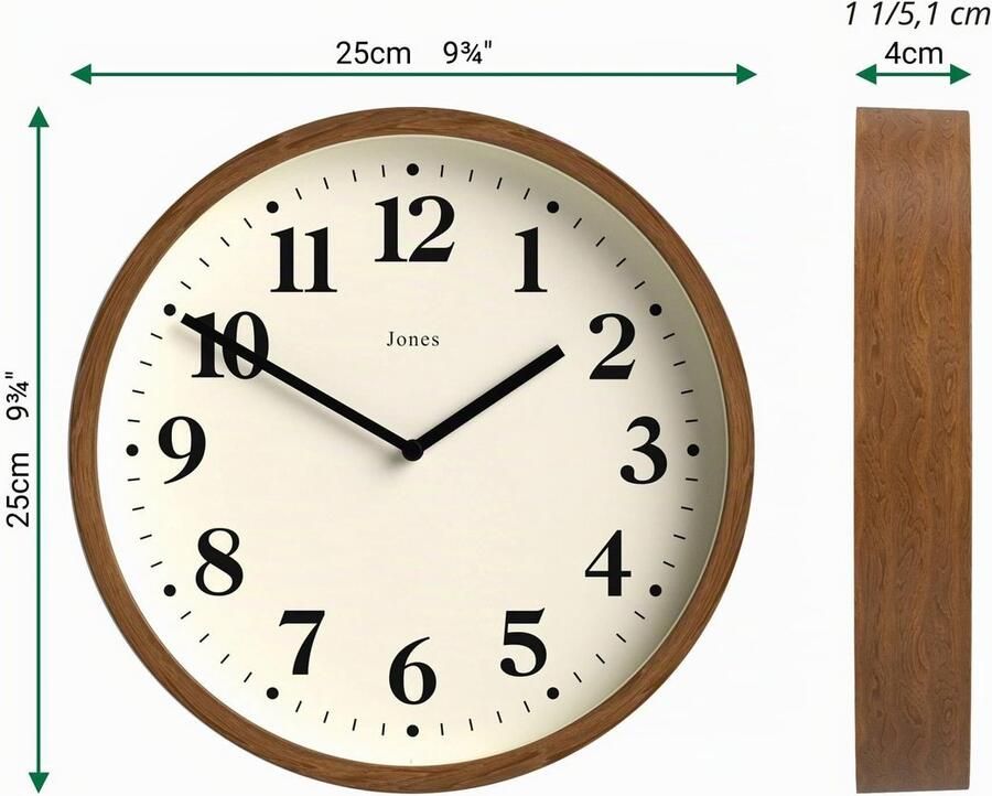 Wandklok Kleine moderne klok Donker nephout Klassieke eigentijdse stijl voor keuken woonkamer of kantoor