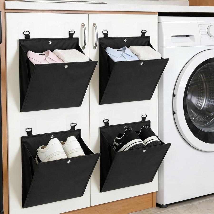 Wandmontage met kleefhaken 4 stuks schoenhouders aan de muur schoenenorganizer met grote schoenenorganizer ruimtebesparend voor deur camper woning studentenhuis