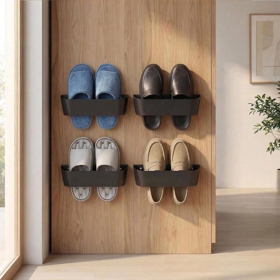 Wandschoenenhouder voor campers schoenenhouder om aan de muur te hangen zelfklevend of met schroefbevestiging geschikt voor nauwe ruimtes zoals campers en badkamers