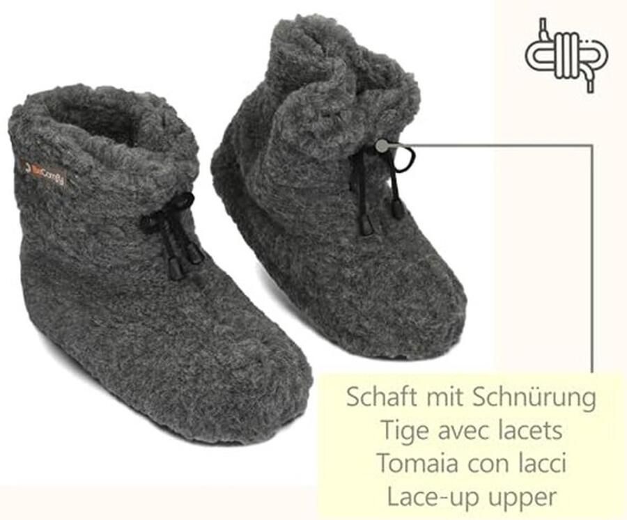 Warm Schapenwol Slippers Unisex met Veters
