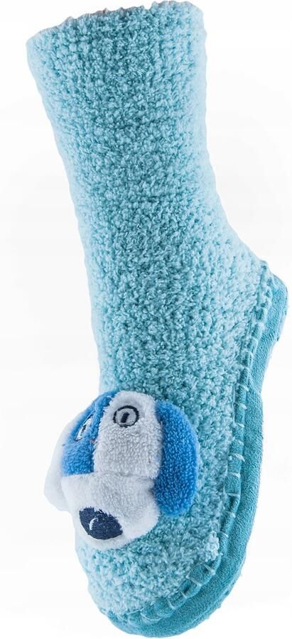Warme Blauwe Pluche Pantoffels met Stoffen Zool