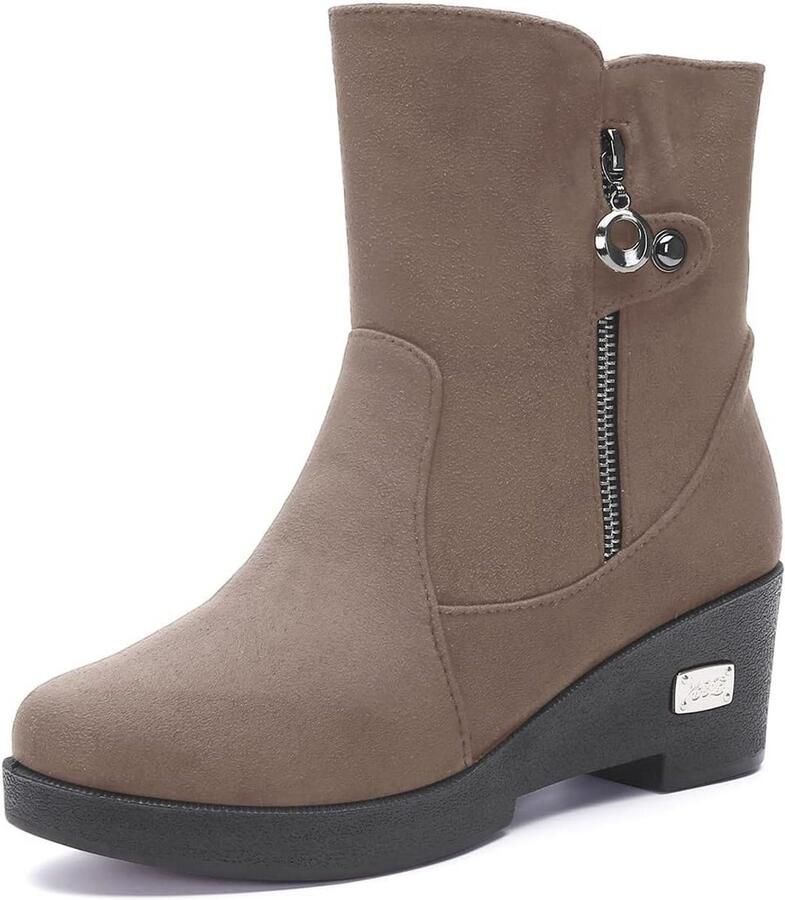 Warme Dames Enkellaarzen met Bontvoering en Antislipzool