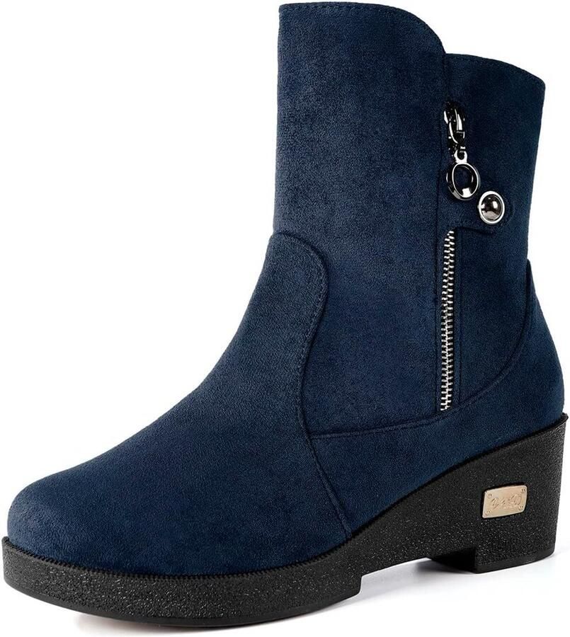 Warme Dames Enkellaarzen met Sleehak Winterlaarzen met Bontvoering en Antislipzool