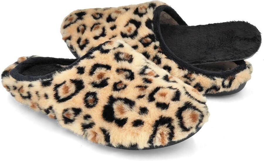 Warme Dames Pantoffels met Luipaardprint Comfortabele Instappers met Antislipzool voor Binnen