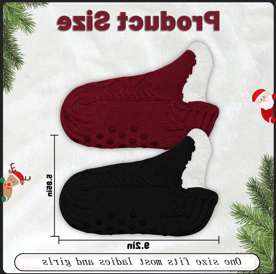 Warme Dames Slippers Fleece Gevoerde Sokken Antislip Gebreide Dikke Sokken voor Binnen en Buiten Gebruik Comfortabel en Ademend