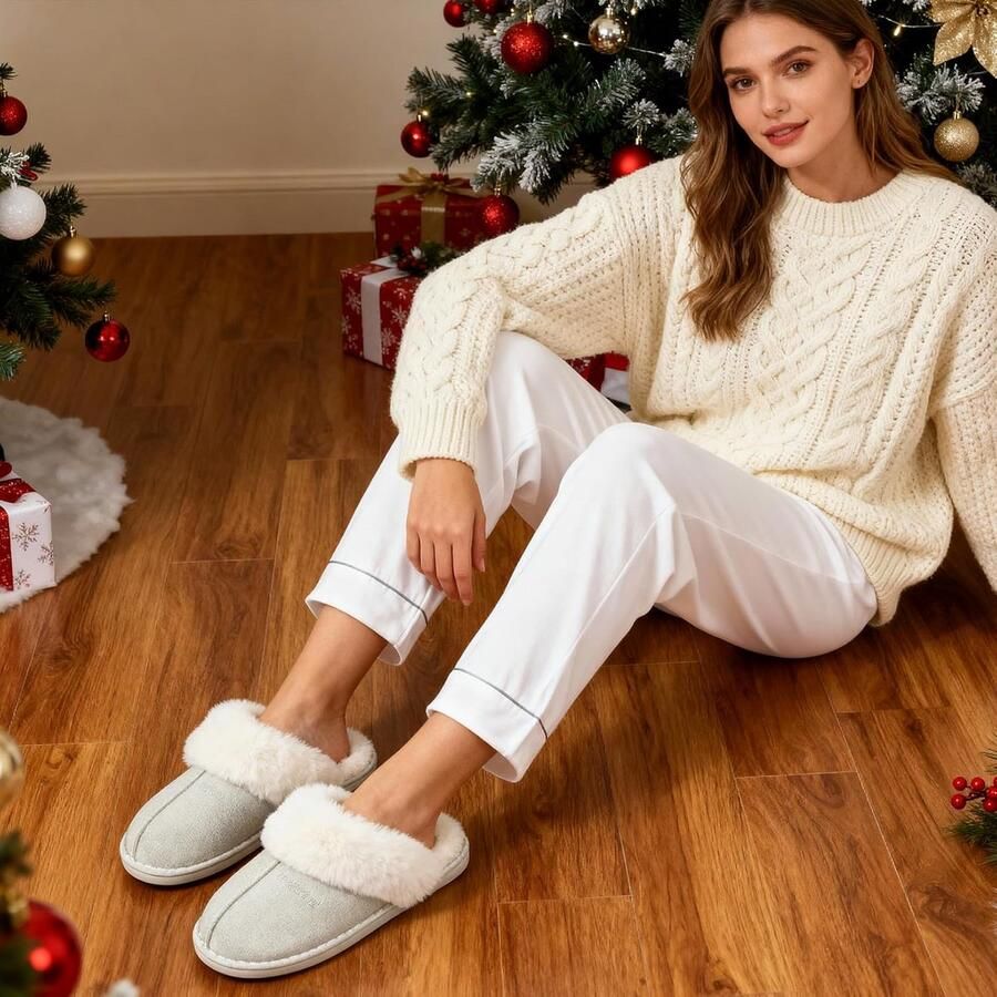 Warme Dames Slippers Pluche Pantoffels Antislip voor Binnen en Buiten