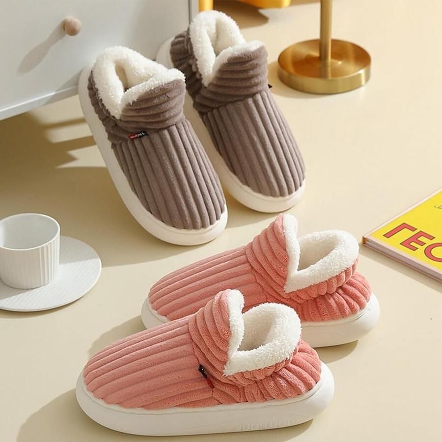 Warme Dames Slippers voor de Winter Comfortabele en Antislip Pluche Huisslippers EU Blauw