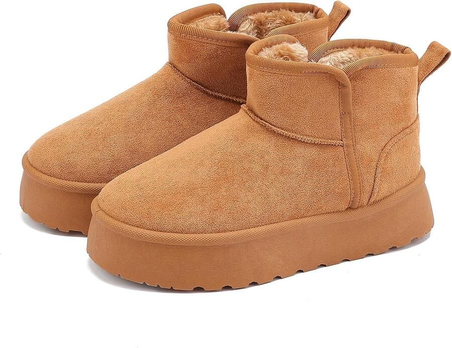 Warme Fuzzy Winterlaarzen voor Dames Waterdicht en Gevoerd Snowboot Model