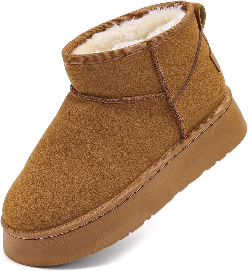 Warme Dames Snowboots Winterlaarzen met Faux Fur Voering Zwart Waterdicht en Antislip