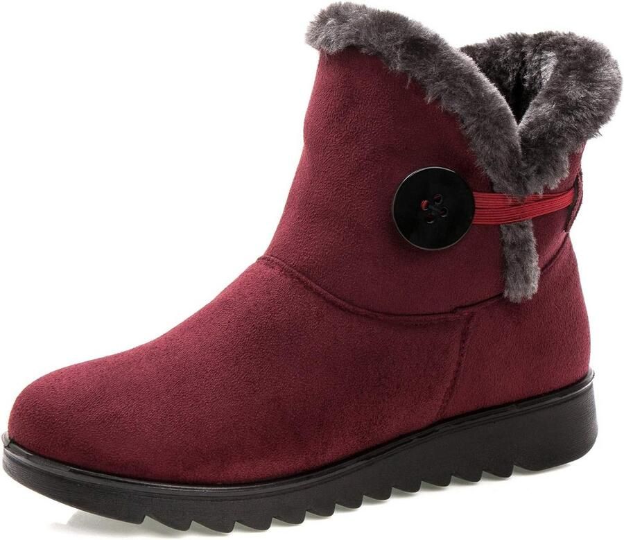 Warme Winterlaarzen Dames Kort Gevoerde Sneeuwlaarzen Slip-On