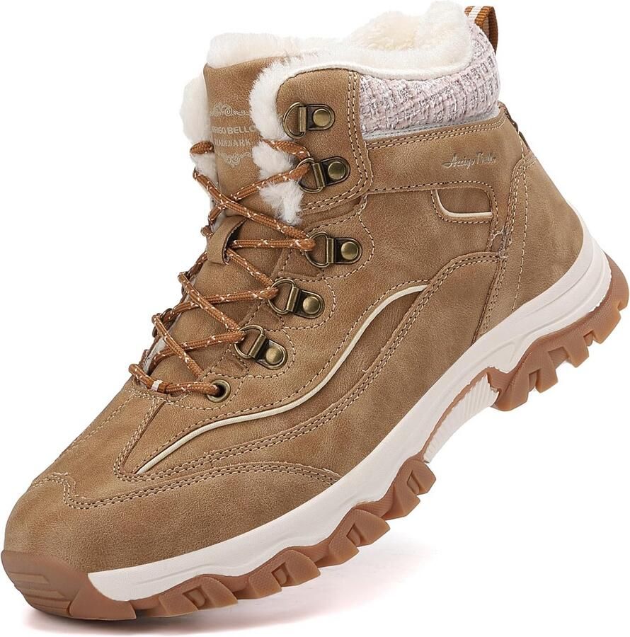 Warme Dames Winterlaarzen met Bontvoering en Veters Waterdicht