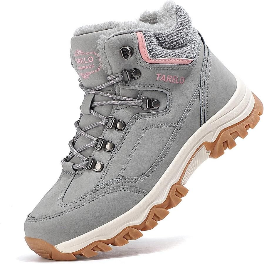 Warme Dames Winterlaarzen met Veter Stevige Mid-Top Laarzen voor Outdoor & Wandelen