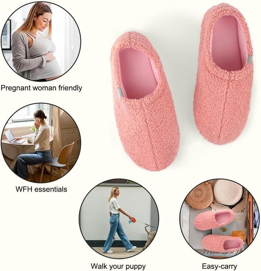 Warme Damespantoffels met Fuzzy Krullend Design en Antislip Zool Comfortabele Katoenen Winter Slippers