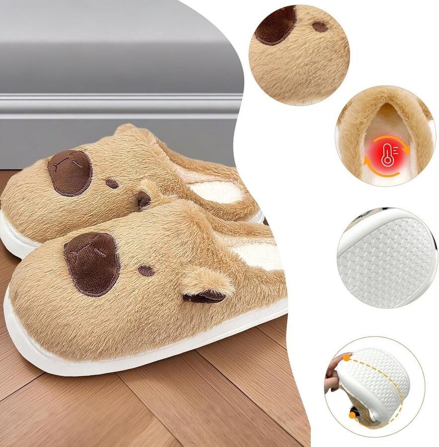 Warme en Fluffy Pluche Slippers voor Binnen en Buiten Comfortabele Antislip Sloffen voor de Winter