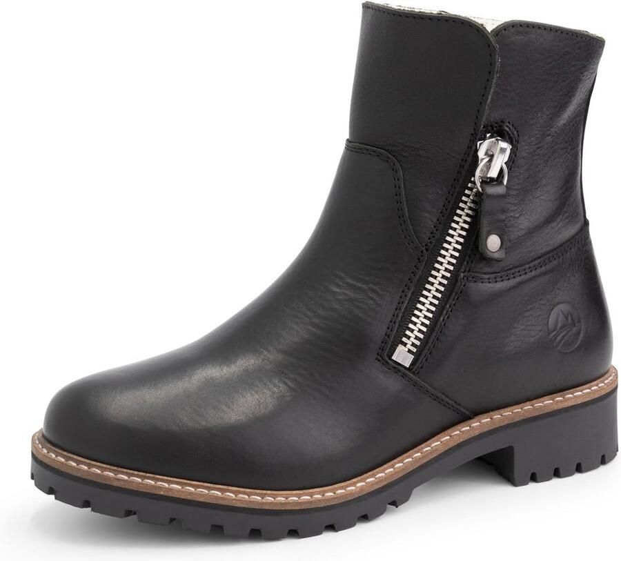 Warme Enkelhoge Laarzen Dames met Wolvoering en Rits Zwart Leer - Foto 1