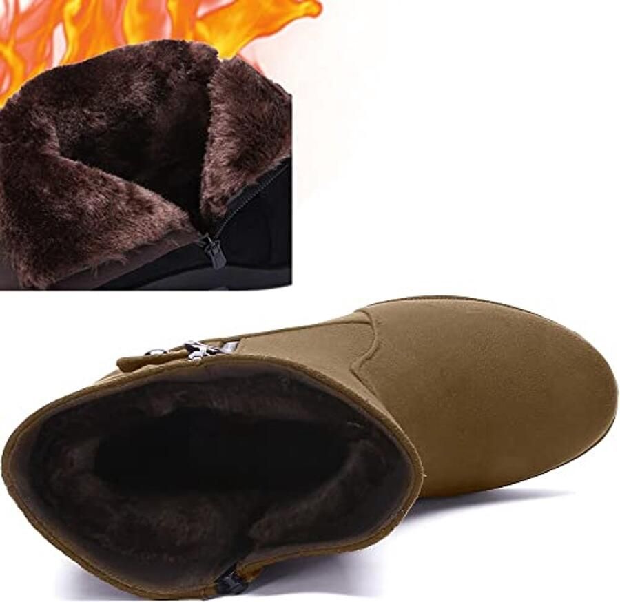 Warme Enkellaarzen Dames voor de Winter Gevoerd Antislip en Sleehak