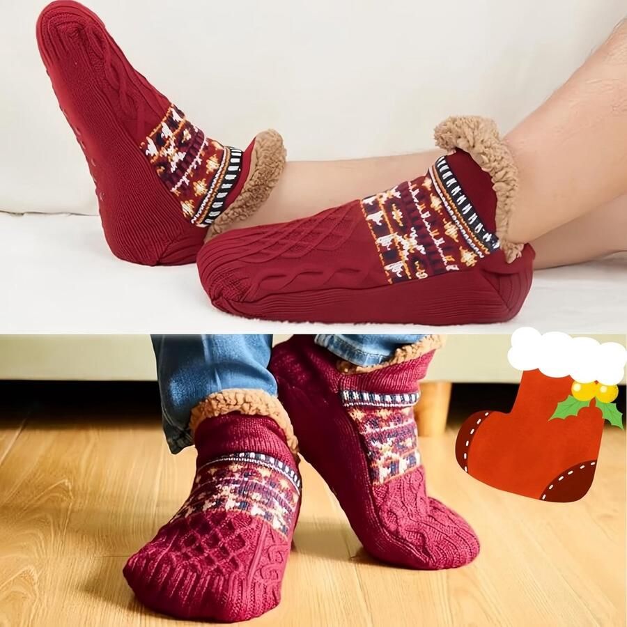 Warme Fleece Lined Slipper Sokken voor en Dikke Zool Fluffy en Antislip Ideaal voor Binnen en Wintergebruik