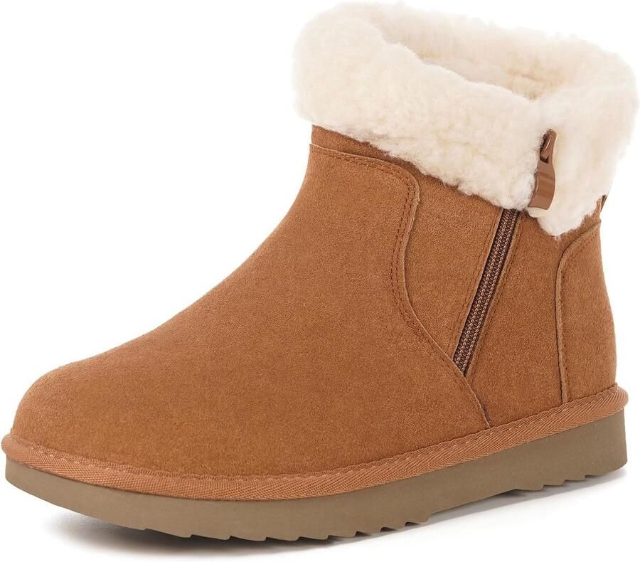 Warme Gevoerde Dames Snowboots van Suède Waterdicht en Stijlvol