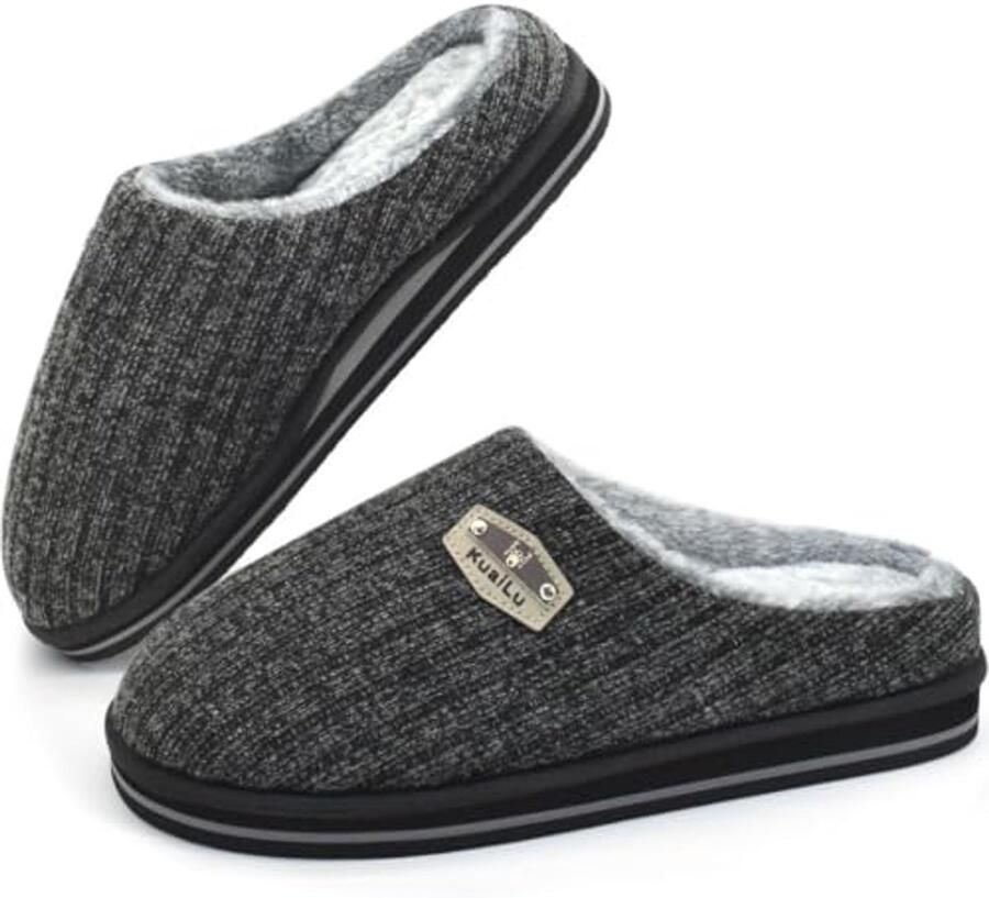 Warme Gevoerde Huisslippers voor Heren met Memory Foam en Antislip Zool