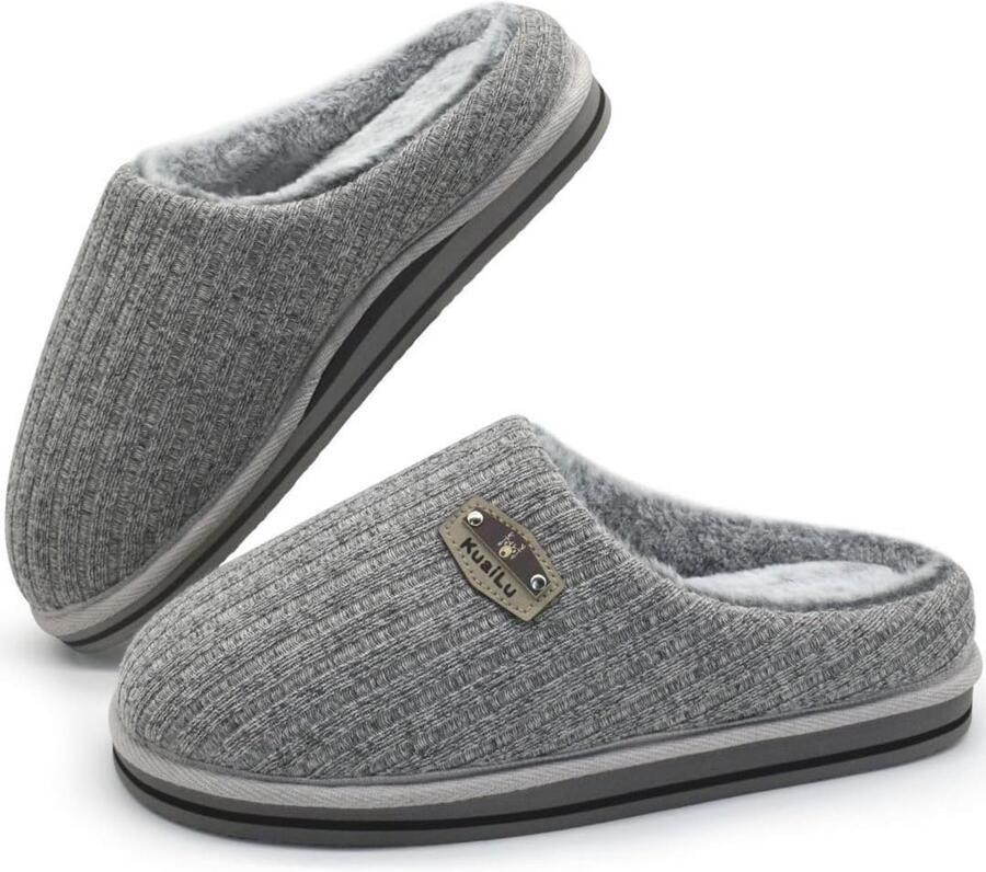 Warme Gevoerde Huisslippers voor Heren met Memory Foam en Antislip Zool