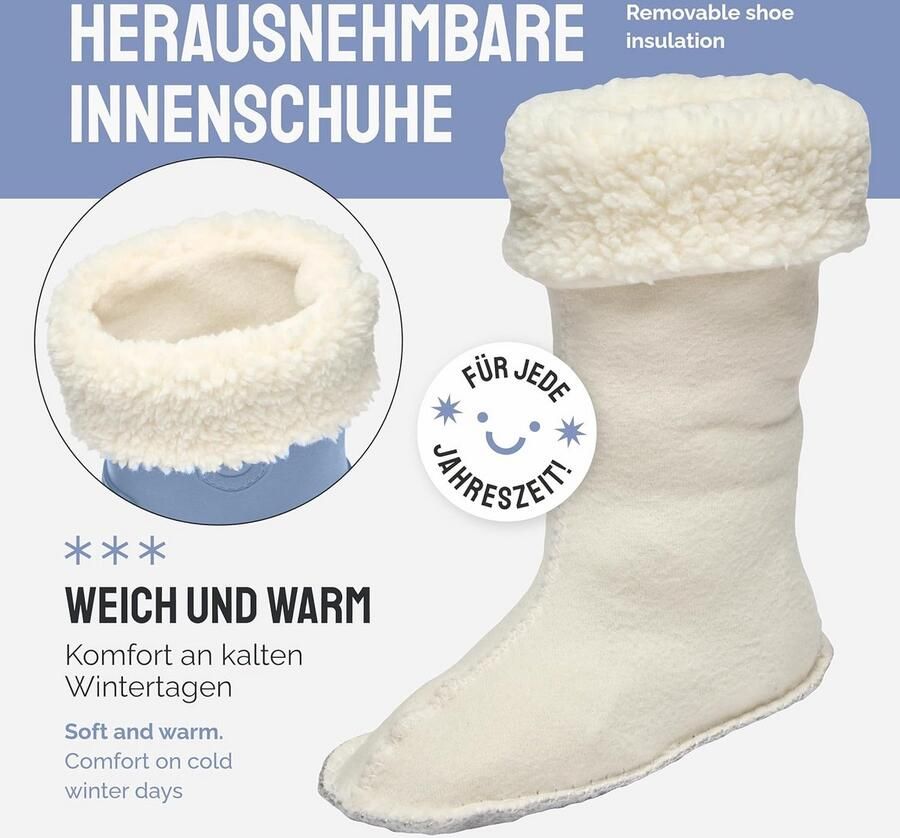 Warme Gevoerde Kinder Regenlaarzen Met Uitneembare Voering en Antislipzool