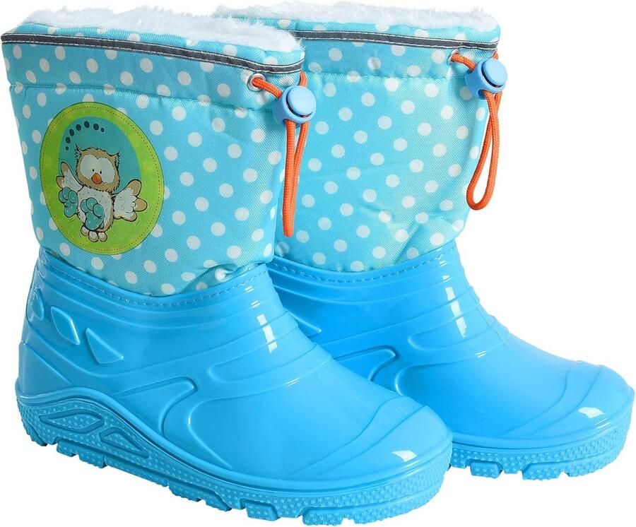 Warme Gevoerde Kinder Rubberlaarzen Turquoise Uil Waterdicht en Thermisch voor en