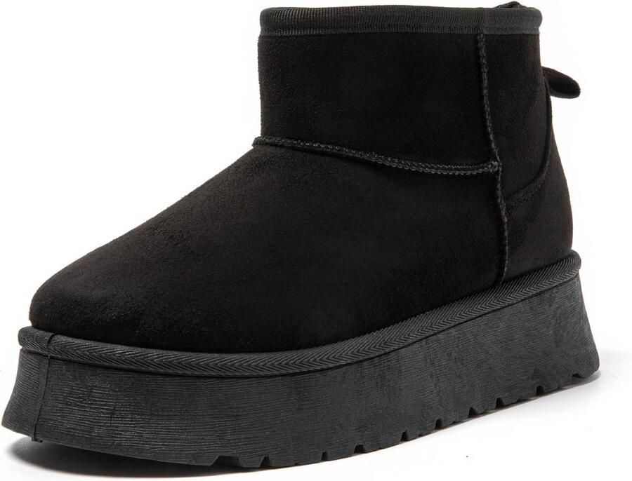 Warme Gevoerde Winterlaarzen Dames Platte Zool en Imitatiebont