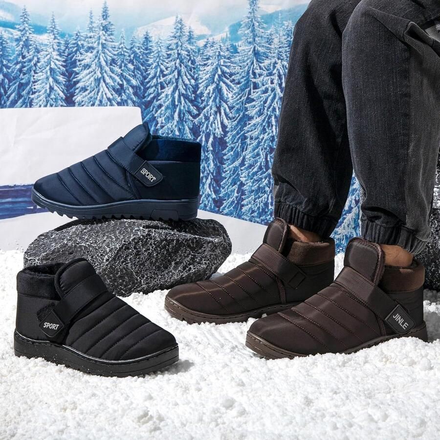 Warme gevoerde winterlaarzen voor heren met klittenband en antislipzool