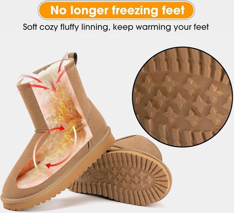 Warme Gevoerde Winterschoenen voor Dames Comfortabele Enkelhoge Laarzen