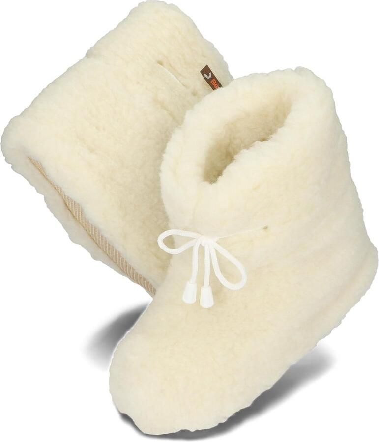 Warme Pantoffels Hoge Schacht met Veters voor en Echte Schapenwol