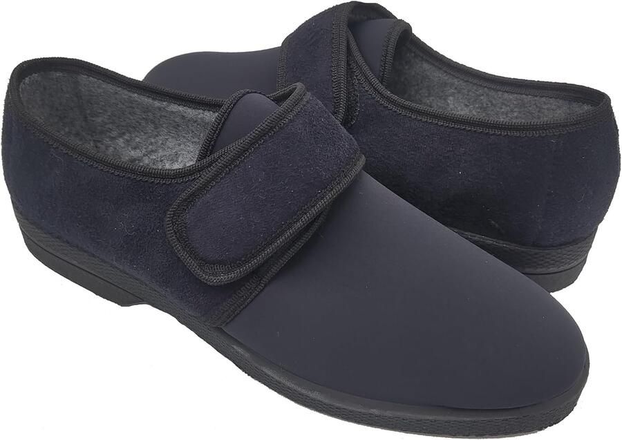 Warme Heren Pantoffels met Klittenband Wol Antislip