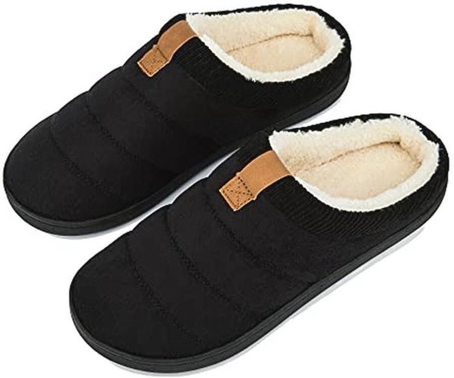 Warme Heren Sloffen met Antislip Rubberzool Traagschuim Pantoffels voor Binnen en Buiten