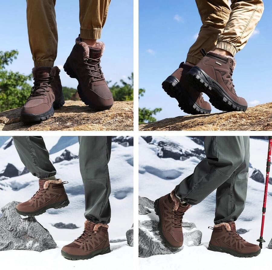 Warme Heren Winterlaarzen Gevoerd Robuuste Snowboots en Wandelschoenen voor Outdoor en Trekking