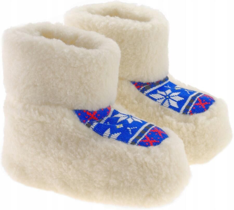 Warme Hoge Pantoffels Dames Blauw Wol Winter