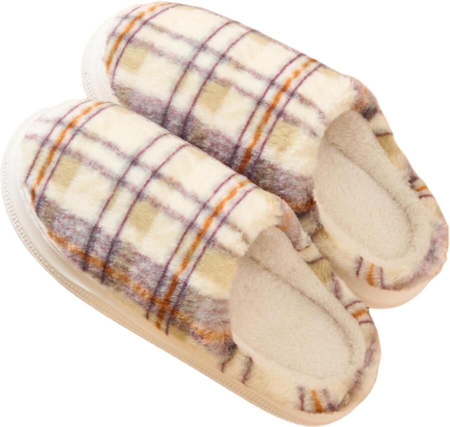 Warme katoenen pantoffels S Geschikt voor (valt 1-2 maten kleiner) Lengte binnenzool Retro geruite katoenen pantoffels voor binnen in de herfst winter Warme pantoffels met dikke geluiddempende zool