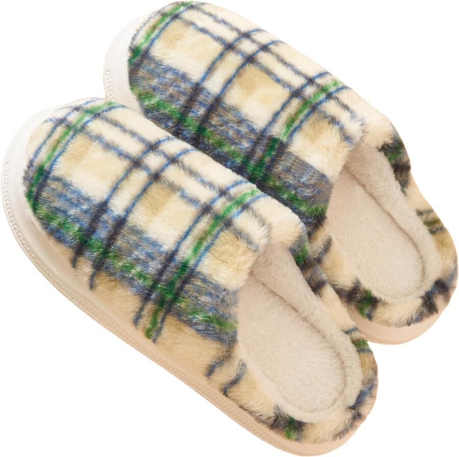 Warme katoenen pantoffels M Geschikt voor (valt 1-2 maten kleiner) Lengte binnenzool Retro geruite katoenen pantoffels voor binnen in de herfst winter Warme pantoffels met dikke geluiddempende zool