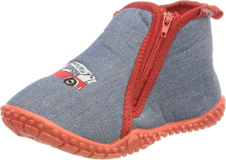 Warme Kinder Sloffen met Rits en Brandweerprint