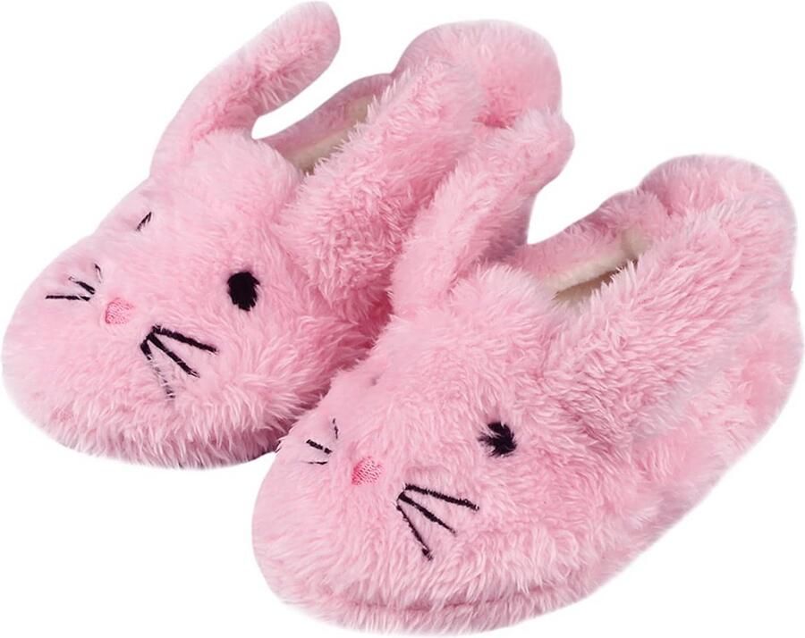 Warme Kinder Slofjes en Antislip Rubberen Zool Pluche Dieren Pantoffels
