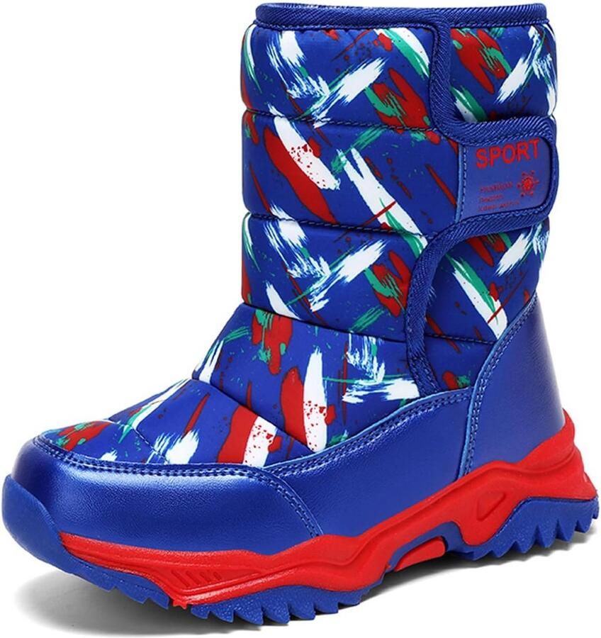 Warme gevoerde sneeuwlaarzen voor kinderen met klittenbandsluiting