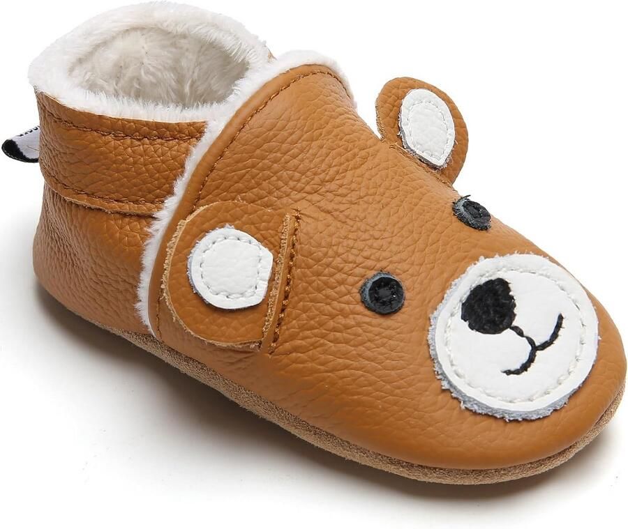 Warme leren kruipschoenen en pantoffels voor en met zachte voering