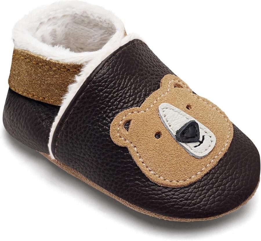 Warme Leren Slofjes en Kruipschoenen voor en Winter Kinderpantoffels