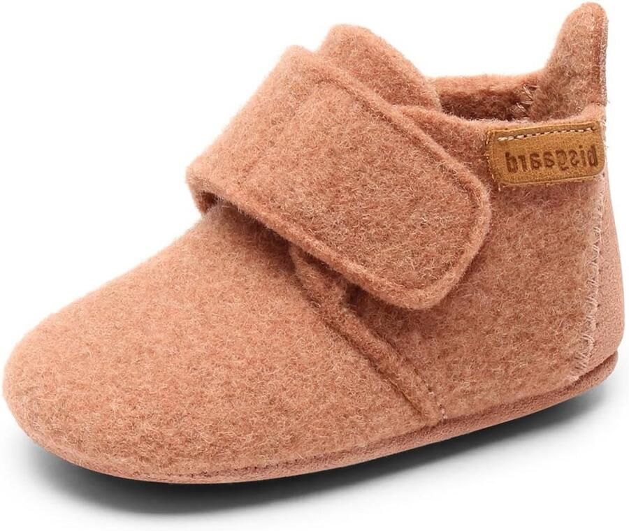 Warme meisjes slofjes van schapenwol met klittenband