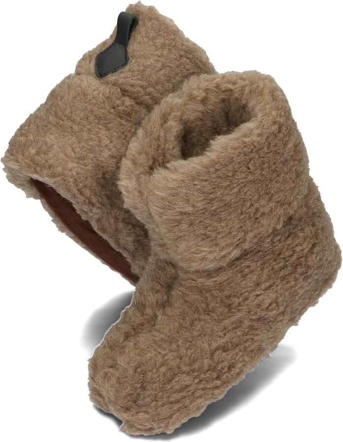 Warme Merkenloze Pantoffels van Schapenwol met Lederen Zool Unisex
