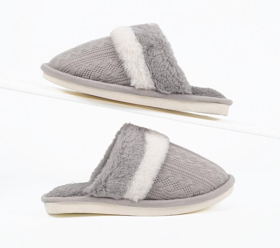 Warme pantoffels Binnenzool van traagschuim Winterpantoffels Antislip pantoffels voor Pluche pantoffels Gastenpantoffels Badkamerpantoffels (binnenlengte: -Grijs