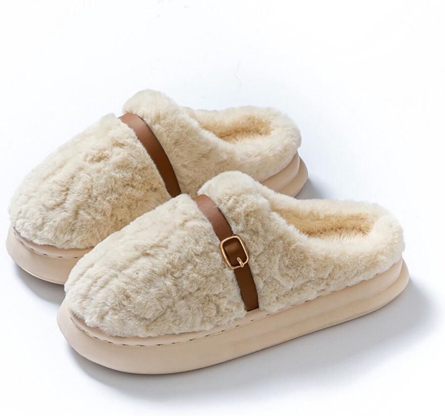 Warme pantoffels M Binnenlengte Valt klein uit Meet uw voetlengte om de juiste maat te kiezen Comfortabel en warm Dikke zool voor gebruik binnenshuis Gestructureerde antislipzool Warme pantoffels voor herfst winter