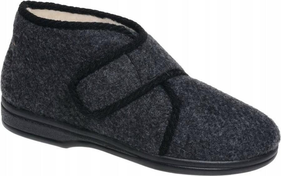 Warme Pantoffels met Klittenband Grafit